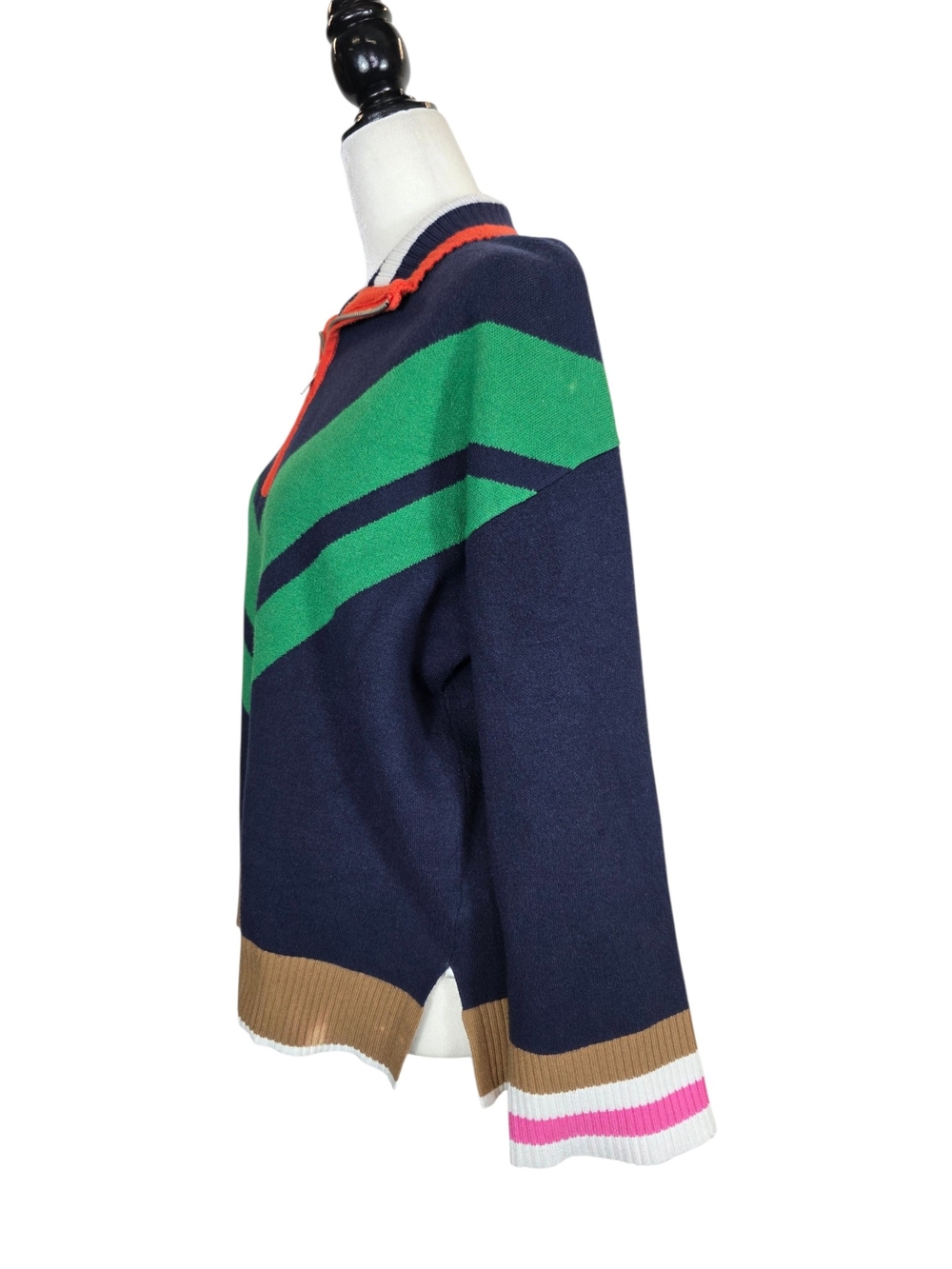 Anthropologie Maeve Knit Varsity Colourblock Half-Zip Jumper - Picture 5 of 12